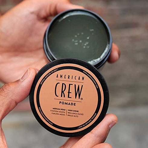 Men's Hair Pomade by American Crew, Medium Hold with High Shine, 3 Oz
