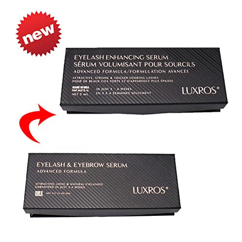 LUXROS Eyelash Growth Serum, Eyelash Enhancing Serum, Lash Boost Serum for Longer, Thicker Healthier Lashes in 3 -4 Weeks, Made in USA, 5ml, 6 Month Supply