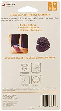 VELCRO Brand for Fabrics | Permanent Sticky Back Fabric Tape for Alterations and Hemming | Peel and Stick - No Sewing, Gluing, or Ironing | Pre-Cut Ovals, 1 x 3/4 inch, Black - 8 Sets,91879