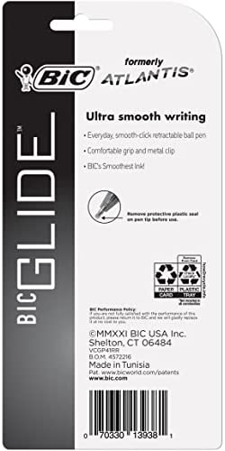 BIC Atlantis Original Retractable Ball Pen, Medium Point (1.0mm), Black, 4-Count