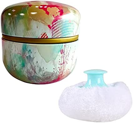 Topwon Body Powder Container with Powder Puff for Baby Women Talc Free Dusting Loose Powder Case Home Travel Powder Box (Colorful)