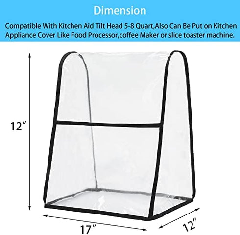 Kitchen Stand Mixer Cover,Kitchen Aid Mixer Cover Compatible With Kitchenaid Hamilton Mixers,Kitchen Aid Mixer Accessories Fits All Tilt Head & Bowl Lift Compatible 5-8 Quart Models.Clear Mixer Cover