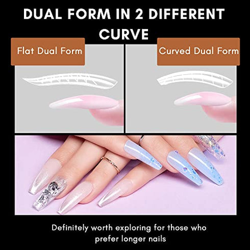 Makartt Nail Tip Clips Quick Building Poly Nail Gel with Dual Nail Forms 12Pcs Clear Acrylic Nail Clips 72Pcs Dual Forms Nail Molds Beginners Build Nail Gel Nail Art Tools