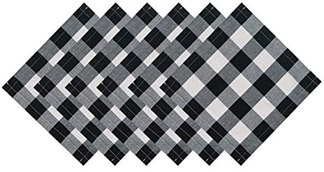 ARKSU Buffalo Plaid Napkin 12X12inch,Set of 10,Black and White Check Napkin for Christmas,Thanksgiving Decor