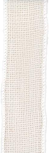 Berwick Offray 1.5" Wide Craft Burlap Ribbon, White, 3 Yards