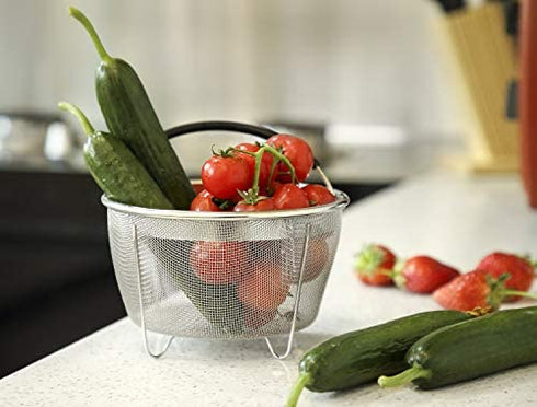 Aozita Steamer Basket for Instant Pot Accessories 3 Qt Only- Stainless Steel Steam Insert with Premium Handle for 3 Quart Pressure Cookers - Vegetables, Eggs, Meats, etc