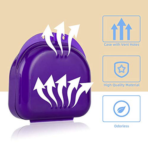 Dental Mouth Guard case Orthodontic Retainer Cases Container with Vent Holes, Denture Holder Clear Aligner Box for Household|Office|Travel - Dark Purple