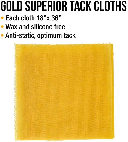Dura-Gold - Pure Gold Superior Tack Cloths - Tack Rags (Box of 12) - Woodworking and Painters Professional Grade - Removes Dust, Sanding Particles, Cleans Surfaces - Wax and Silicone Free, Anti-Static