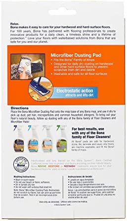 Bona Microfiber Dusting Pad, for Hardwood and Hard-Surface Floors, fits Bona Family of Mops