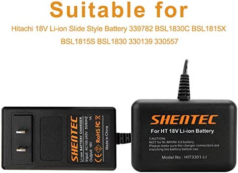 Shentec 18V Li-ion Battery Charger Compatible with Hitachi 18V 339782 BSL1830C BSL1815X BSL1815S BSL1830 330139 330557 Li-ion Slide Style Battery