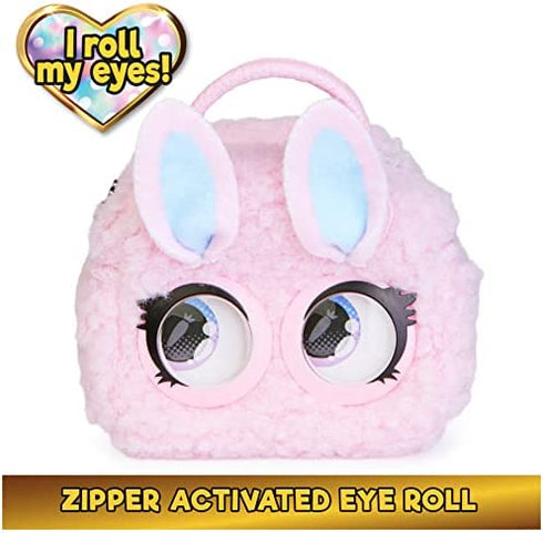 Purse Pets Micros, Fuzzy Bunny BB Stylish Small Purse with Eye Roll Feature, Kids Toys for Girls Aged 5 and Up