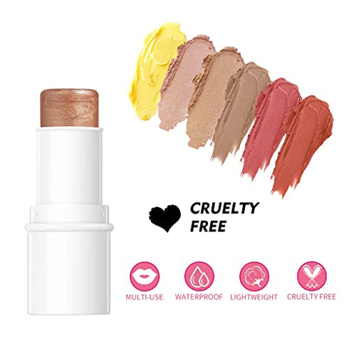 MEICOLY Makeup Sticks Kit, Blush Stick, Brighten Highlight Stick,Moisturizer Stick for Older Women Mature Skin ,Cruelty Free Multi Stick Trio Cream Face Blush for Cheeks Lip Eye,01