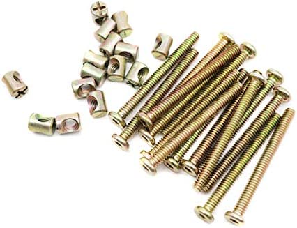 binifiMux 15-Pack 1/4-20 x 2-1/2" Crib Screws, Zinc Plated Hex Socket Cap Bolts Barrel Nuts for Bunk Bed Cots Chiars Furniture