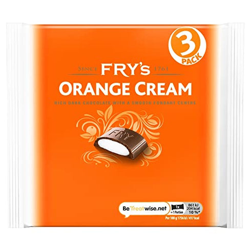 Original Cadbury Fry's Orange Cream Chocolate Bars Pack Imported From The UK England British Chocolate Candy Fry's Orange Cream Chocolate Bar New Edition Multipack 3 x 49g