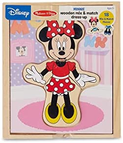 Melissa & Doug Disney Minnie Mouse Mix and Match Dress-Up Wooden Play Set (18 pcs) - Minnie Mouse Toys For Disney Fans, Minnie Mouse Fashion Puzzle Toy, Travel Toys For Kids Ages 3+