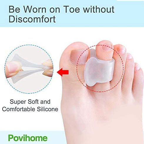 Povihome 10 Pack Clear Toe Spacers, Big Toe Separator (1st/2nd Toe), Bunion Corrector to Correct Big Toe Bunion, Overlapping Toes