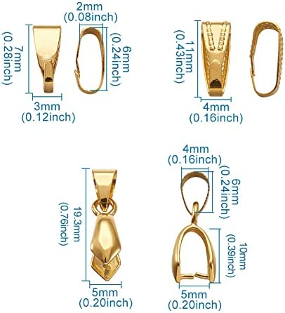 Fashewelry 480Pcs 5 Colors Bail Hook Pinch Clips Mixed Pendant Charm Clasps for Necklace Jewelry Making