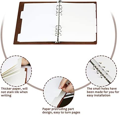 Whiidoom 10 Pack 6 Holes Paper Index Divider for Note Book Binder Planner (A6, Black)