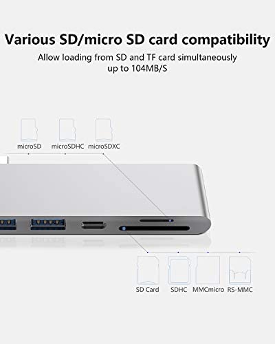 Purgo USB C Hub for MacBook Pro 13 M2 Air 2022/2021-2018, MacBook Adapter with 4K HDMI, 100W PD, 40Gbps TB3 5K@60Hz, USB-C, 2 USB 3.0 and SD/Micro Card Readers