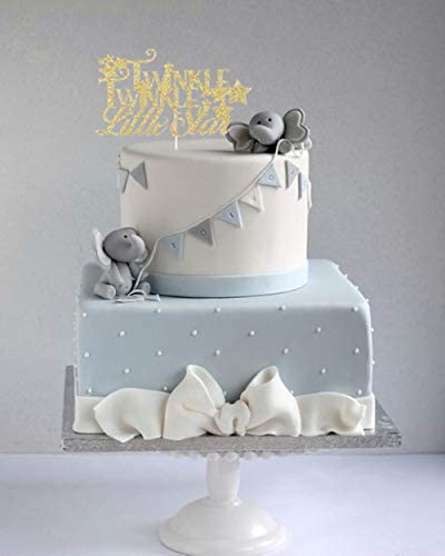 LaVenty Twinkle Twinkle Little Star Glittery Cake Topper Party Decoration Baby Shower Gender Reveal First Birthday Party Decor