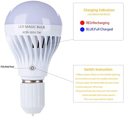 BSOD LED Magic Bulbs Self-Charging Emergency Lightbulb eBulb Cool White for Home Power Failure with Remote Controller Rechargeable Battery E26 Camping Lamp Indoor Outages Lighting Flashlight