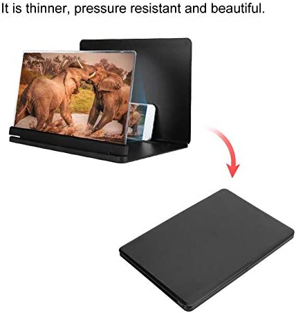 12’’ Screen Magnifier for Smartphone, Foldable HD Mobile Phone Screen Magnifier Phone Magnifying Screen Smartphone Magnifier for Viewing TV Projection Multi-Functional Phone Bracket Holder(Black)