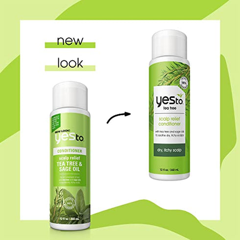 Yes To Tea Tree Scalp Relief Conditioner, Finishing Step To Calm Dry Itchy Scalp, Hydrates & Softens Hair With Long Lasting Moisture, With Tea Tree & Sage Oil, Natural, Vegan & Cruelty Free, 12 Fl Oz
