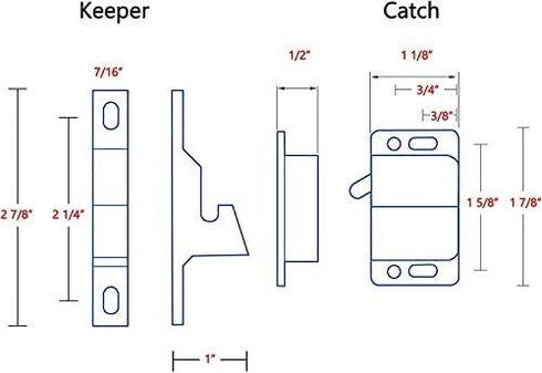 4 Pack Grabber Catches 10 LB Pull Force Cabinet Doors Push to Close Latch RV Drawer Latches and Catches Hardware Baby Proof for Camper, Home, Kitchen, Bathroom, Office