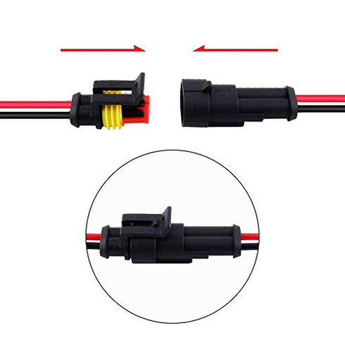 MUYI 5 Kits 2 Pin Connector 18AWG Waterproof Wire Connector 1.0mm² Quick Disconnect Wire Connectors 1.5mm Series Automotive Waterproof Electrical Connectors Wire Quick Connectors
