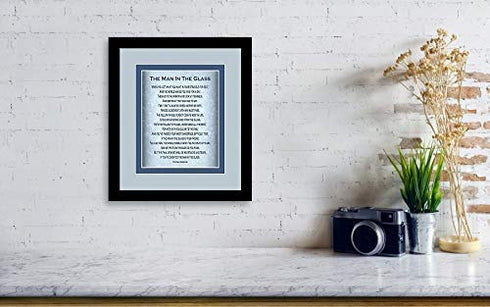 The Man in the Glass Poem by Peter Dale Wimbrow Sr Inspirational Home Decor Office Dad Grad Gift 8x10 Print (Blue)