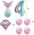 7pcs Mermaid Balloons Number Balloons for 1st 2nd 3rd Birthday Party Girls' Mermaid Tail Decoration Supplies (number 4)