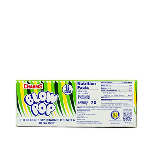 Charms Blow Pops, Sour Apple Flavor, 48 Count (Pack of 1)