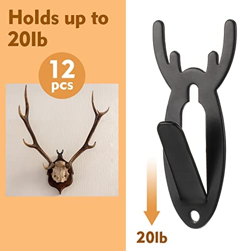 Moxweyeni European Mount Skull Hanger Deer Hooks Antler Style Mounts Hanging and Mounting Easy Installation for Living Room Bedroom Home Decor Indoor Outdoor Use (4 Pieces) (4), Black