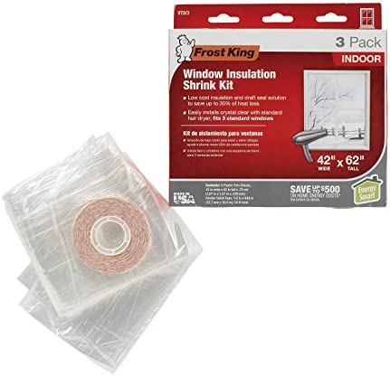 Frost King V73/3H Shrink Window Kit, Indoor, 42 x 62 in, 3-Pack, Clear, 3 Count