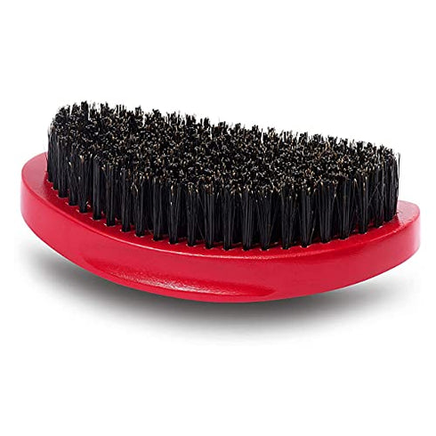 Premium Palm Wave Brush - Medium Hard Palm Curved Wave Brush for Men - Made with Nature Beech & Black Mix Bristle Men's Hair Brush Wave Brush For Men 360 (RED LEE)