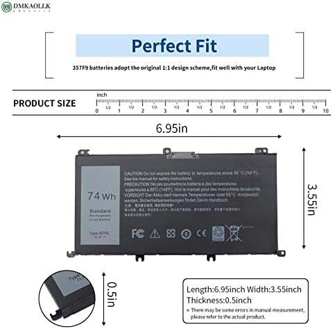 DMKAOLLK 357F9 Battery for Dell Inspiron 15 7000 7559 7567 7566 7759 7557 5577 INS15PD Series P57F P57F003 P65F P65F001 0GFJ6 71JF4 11.1V 74WH - 12 Months Warranty