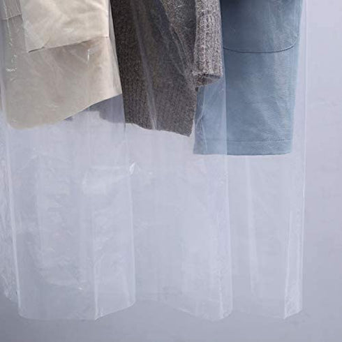 50 Pack Garment Bags Transparent Clothing Dust Cover Protector for Suit Coats Dress Closet Storage Protector Dustproof Hanging Clothes for Dry Cleaner, Home Storage,Travel Storage Closet¦