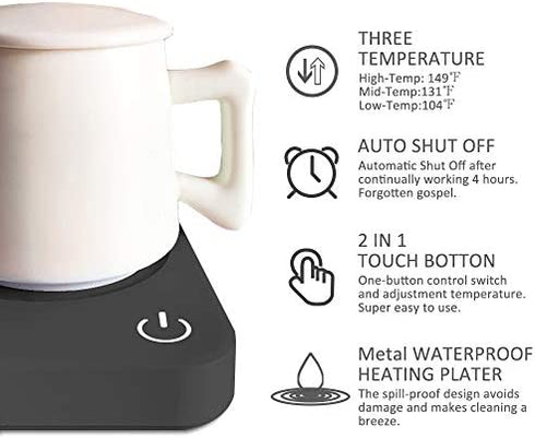 VOBAGA Coffee Mug Warmer, 4 Hours Auto Shut Off Cup Warmer for Office Home Desk Use with 3 Temperature Settings, Electric Beverage Warmer for Cocoa,Tea, Milk, Soup, Sky Blue (No Cup)