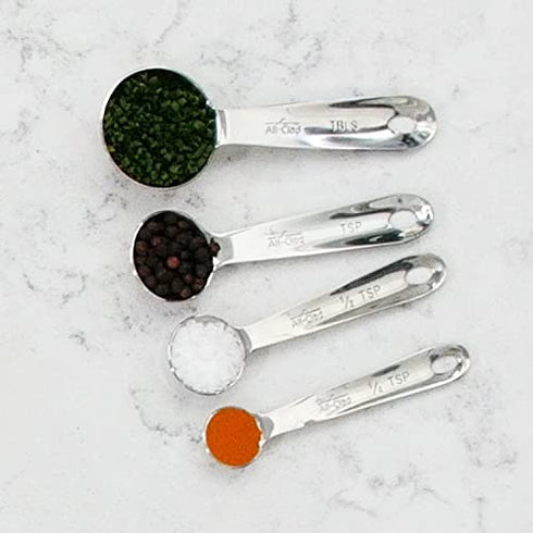All-Clad 59918 Stainless Steel Measuring Spoon Set, 4-Piece, Silver