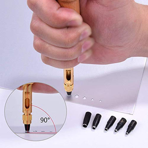 Japanese Screw Punch Screw Punch Auto Leather Tool Book Drill 6 Tips Sizes 1.5-4mm for Sewing Leather Paper Craft Adjustable Screw Hole Punch Bookbinding Tool