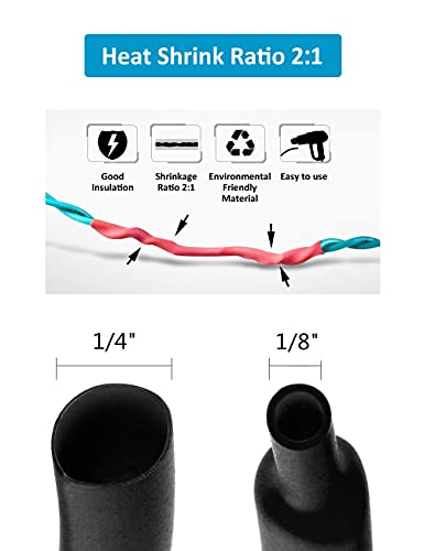 650pcs Heat Shrink Tubing innhom Heat Shrink Tube Wire Shrink Wrap UL Approved Ratio 2:1 Electrical Cable Wire Kit Set Long Lasting Insulation Protection, Safe and Easy, Eco-Friendly Material