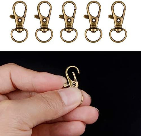 100PCS Keychain Hooks with Key Rings, Metal Swivel Lobster Claw Clasps, for Keychain Clip Lanyard, Jewelry Making, Crafts (Green Bronze)