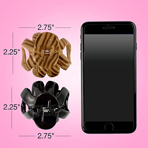 Scunci by Conair No-Slip Grip Hair Claw Clips, Octopus Clip, Claw Hair Clip in Black & Tortoise, Packaging May Vary, 2 Pack