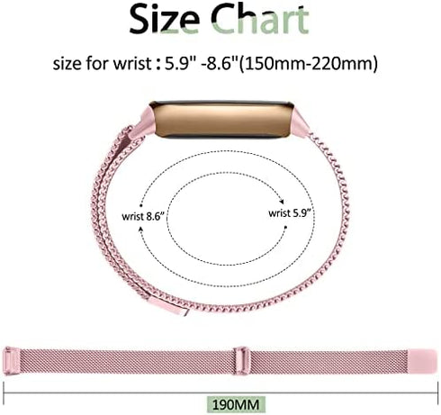 Vanjua Metal Band Compatible with Fitbit Luxe Bands, Stainless Steel Mesh Loop Adjustable Wristband Replacement Strap for Fitbit Luxe/Luxe Special Edition Fitness Tracker Women Men (Rose Pink)
