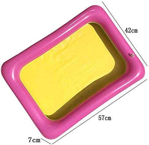 Kids Indoor PVC Inflatable Castle Sand Box Sandbox Tray Table Fun Play Toys Random Color Portable Inflatable Sand Box, Moldable Play Sand Tray ,Playing Cards on The Water(Large )