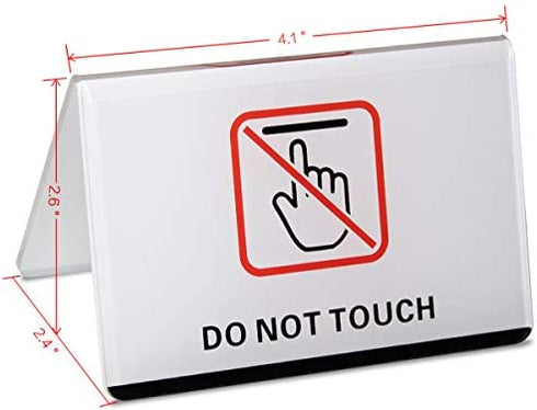 dealzEpic - Do Not Touch Table Top Sign | Clear White Acrylic Double-Sided Tabletop Sign - 4.1x2.6 inches | Set of 2