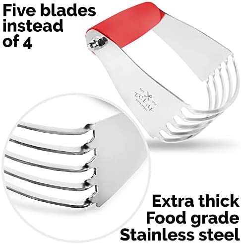 Zulay Kitchen Dough Blender - Stainless Steel Pastry Cutter, Heavy Duty Dough Cutter With Blades, Pastry Blender And Butter Cutter - Pastry Cutter For Baking (Red)