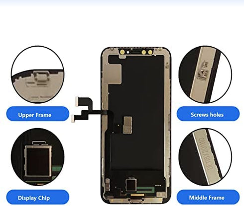 PassionTR for iPhone X 10 5.8 Inch Front LCD Digitizer Display Glass Touch Screen Replacement Full Assembly Frame Set with Waterproof Adhesive Repair Tools Kit Black