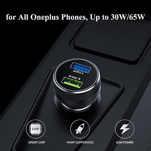 Warp Charge 30W 65W Car Charger Supervooc for Oneplus 10 9 Pro 9R 8T 10T 8 7T Nord 2 N10 N100 Dash Charge Car Fast Charging Oneplus 7 6T 6 5T N200 Red
