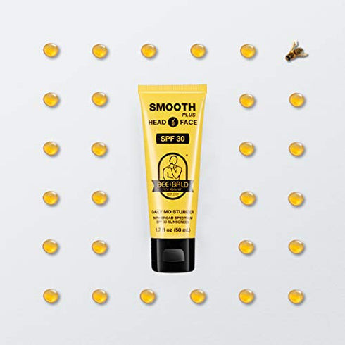 Bee Bald SMOOTH PLUS Daily Moisturizer w/SPF 30 Broad Spectrum Sunscreen Tones, Hydrates & Moisturizes While Protecting Skin From The Sun's Harmful UVA/UVB Rays.